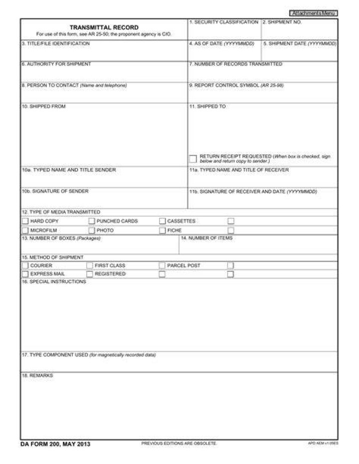 Da Form 20 Printable Form, Templates and Letter