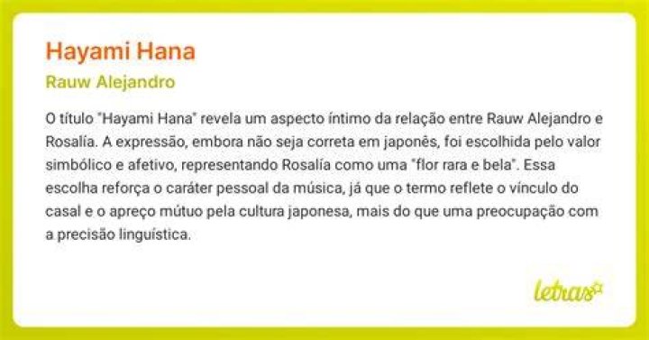 Hayami Hana significado de la canción de Rauw Alejandro para ROSALÍA