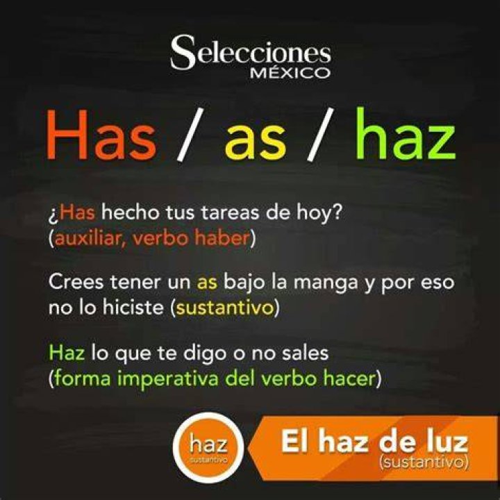 Haz, Has o As ¿cómo se escribe correctamente? ejemplos