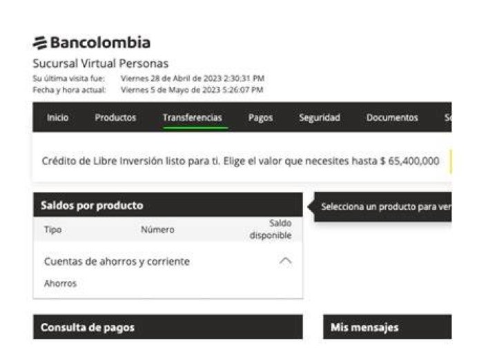 Recibir Transferencia Internacional Bancolombia Ahorro A la mano C&oacute;digo