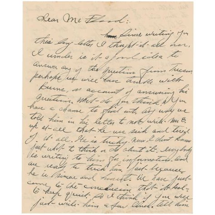Wyatt Earpdictated Letter Handwritten by His Wife, Josephine